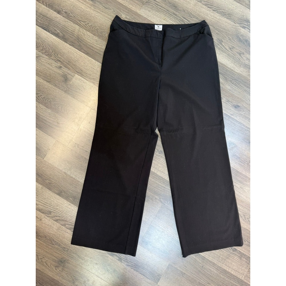 Worthington Woman Modern Fit Black Wide Leg Dress Pants Size 14W Professional
